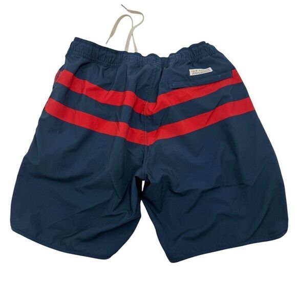 Men's Fair Harbor The Anchor Red Stripe Anchor 8" Shorts Size Medium Blue Red - Picture 3 of 12